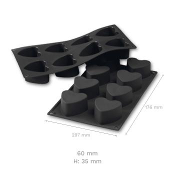 Preview: Silikon Backform Herzen – 8er Form für kleine Kuchen & Desserts (6 x 3,5 cm)